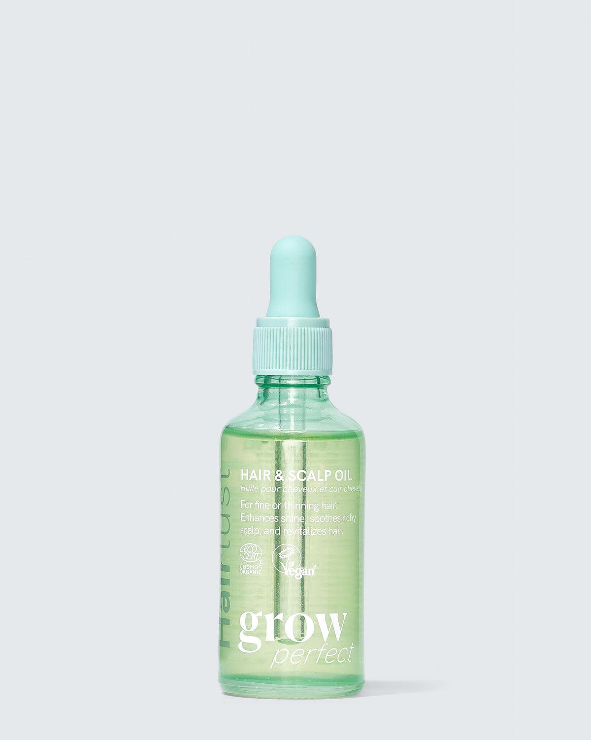 Flaske med Grow Perfect Hair and Scalp Oil fra Hairlust